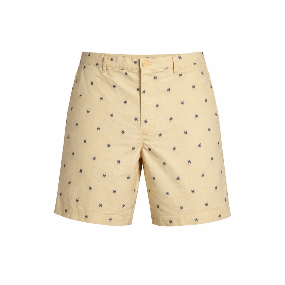 Savane Mens Yellow Palm Tree Print Chino‎ Shorts Size 36 Tropical Summer